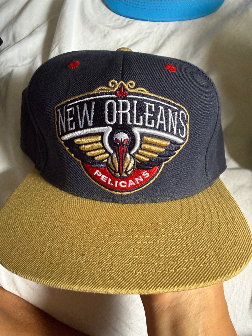 Mitchell & Ness Navy & Red Fitted Hat Interior Detailing